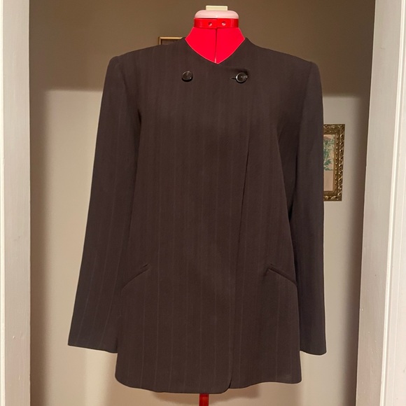 VTG 80s Chocolate Brown Joan & David Blazer Jacket Made In Italy - Picture 7 of 12
